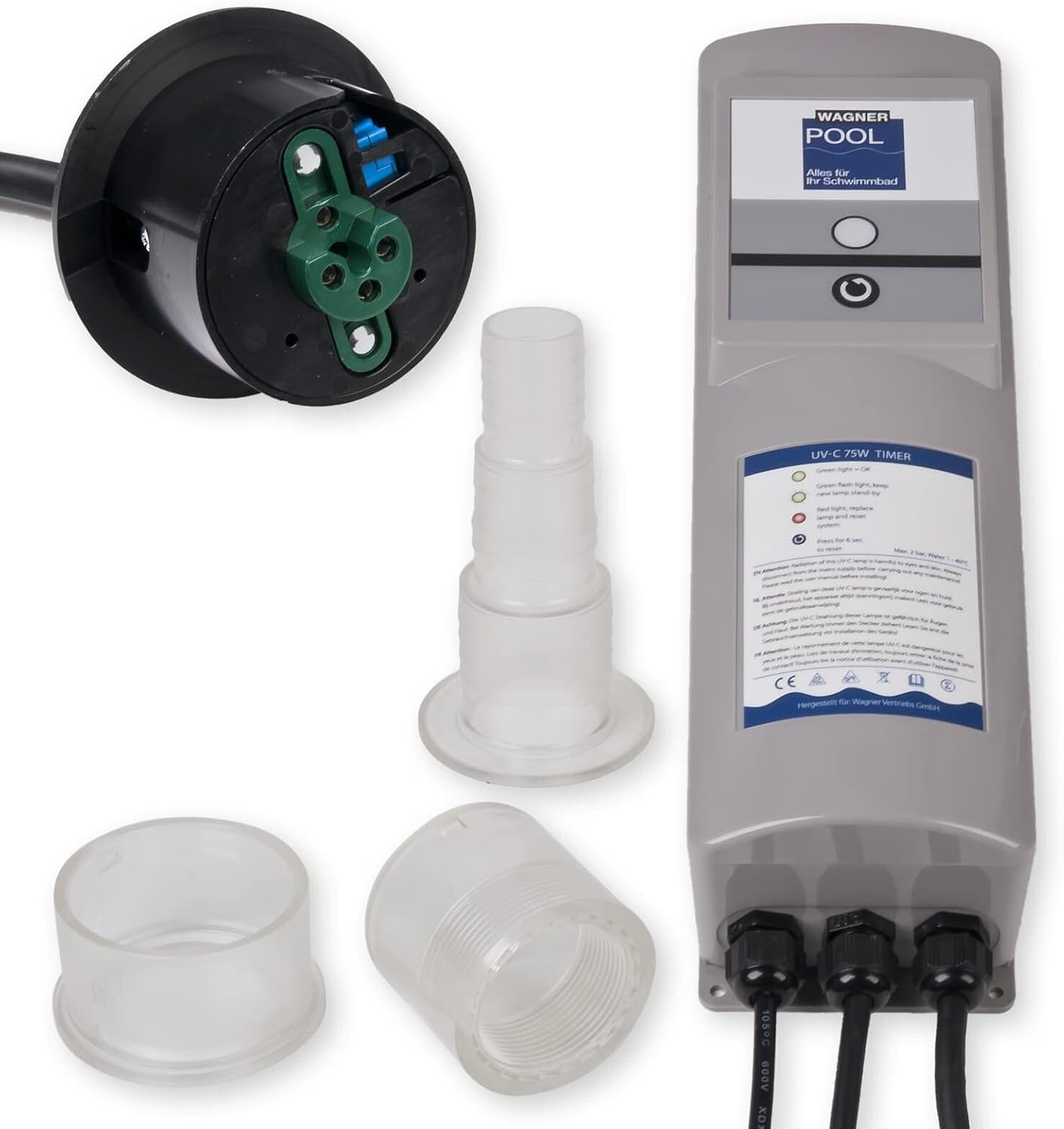 Wagner Pool UV-C Klärer 75 Watt mit Timer - UVC Desinfektion für klares Wasser bei Schwimmbecken bis zu 75.000 Liter