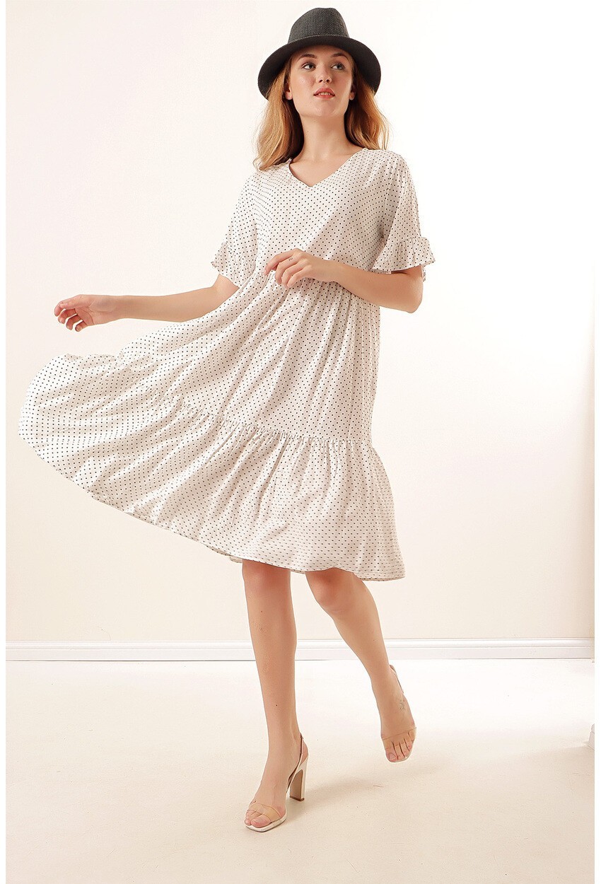 MT Clothes P-ROBCOL_V - Robe Col V à Pois