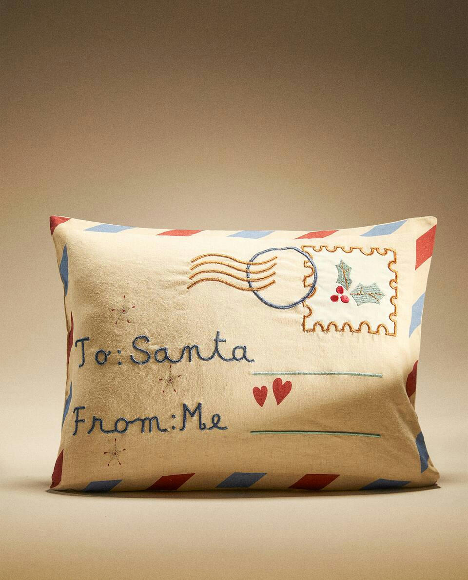 CAPA DE ALMOFADA INFANTIL COM CARTA DE NATAL PARA O PAPAI
