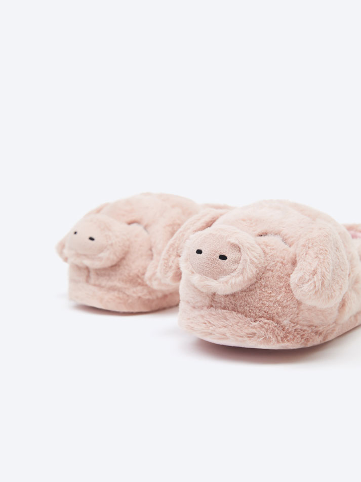 Pantufa de casinha de porquinho - Rosa