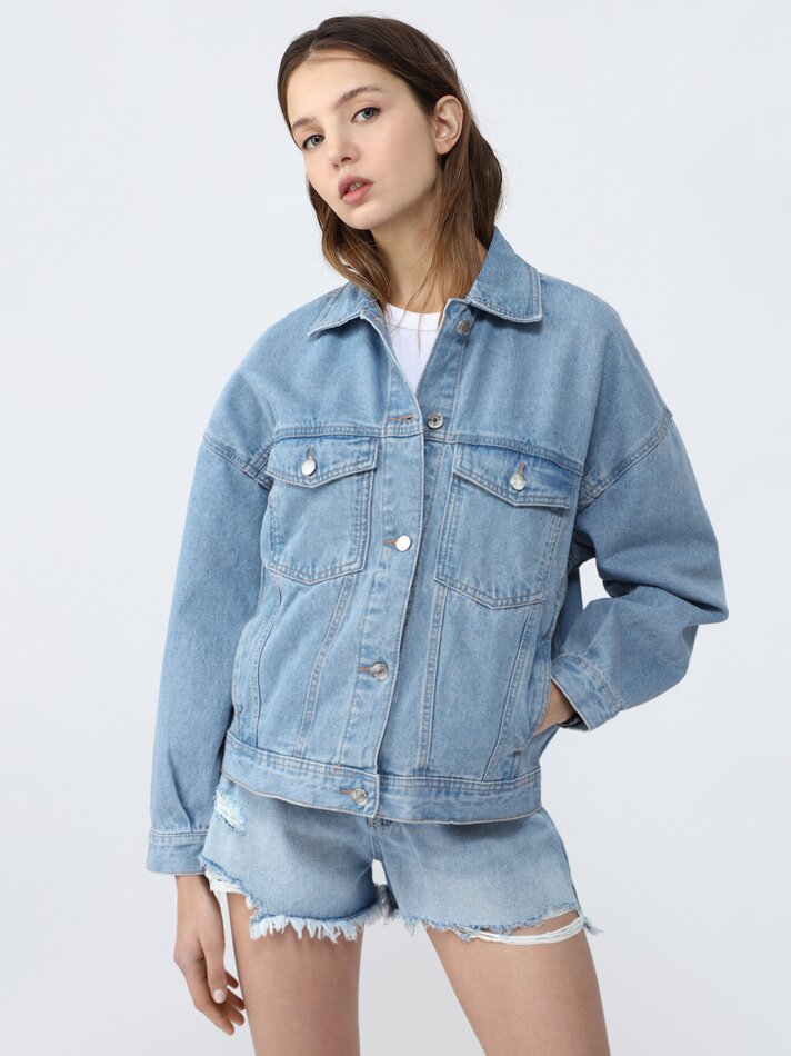 Jaqueta jeans oversized - Índigo