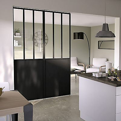 Cloison amovible 3-en-1 esprit atelier Axioma noire H.250 x l.80 cm