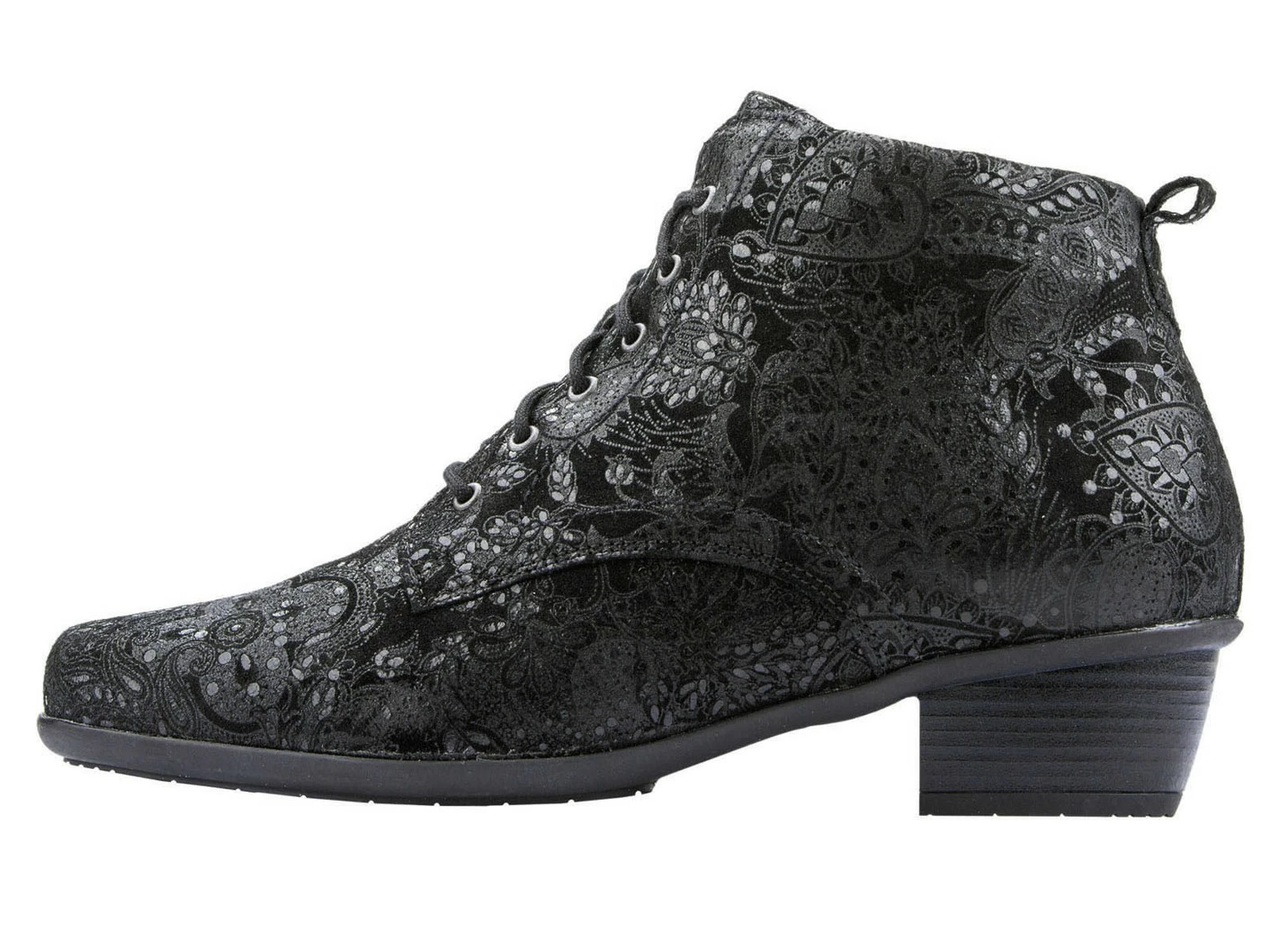 Waldläufer Schnür-Stiefelette mit floraler Prägung