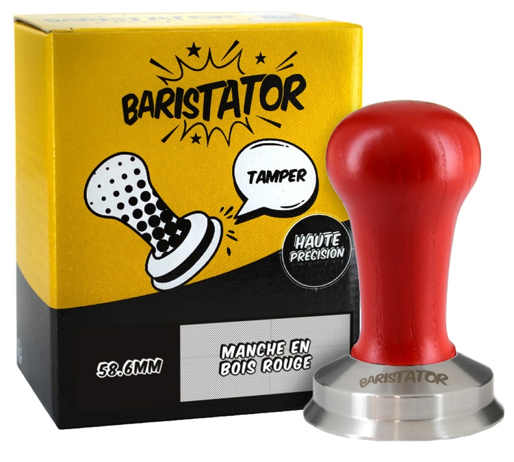 Tamper café BARISTATOR 58.6mm haute précision Bois Rouge
