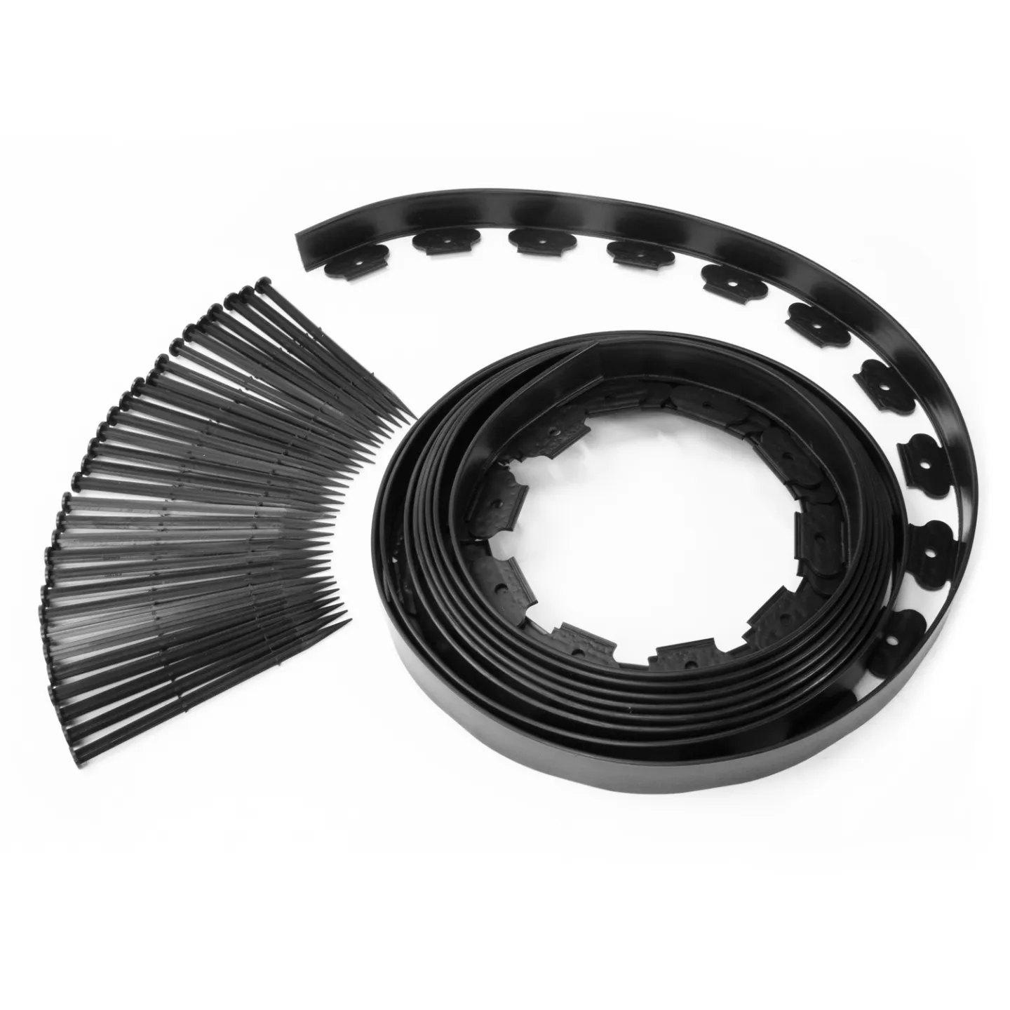 Bordurette de jardin flexible 8 M noire hauteur 12 cm + 24 piquets