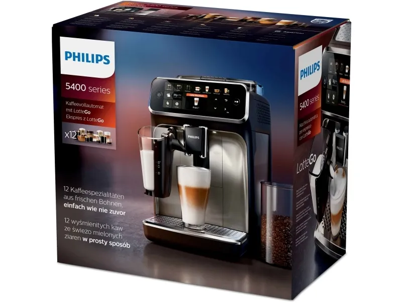 [OUTLET] - Philips 5400 series EP5447 - Automatisk kaffemaskine med mælkeskummer - 15 bar - sort