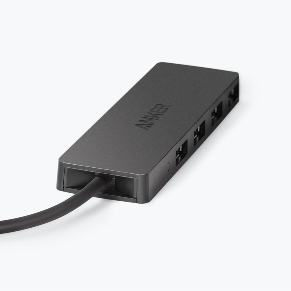 Anker - Data Hub - 4-Port Ultra Slim USB3.0 - Sort