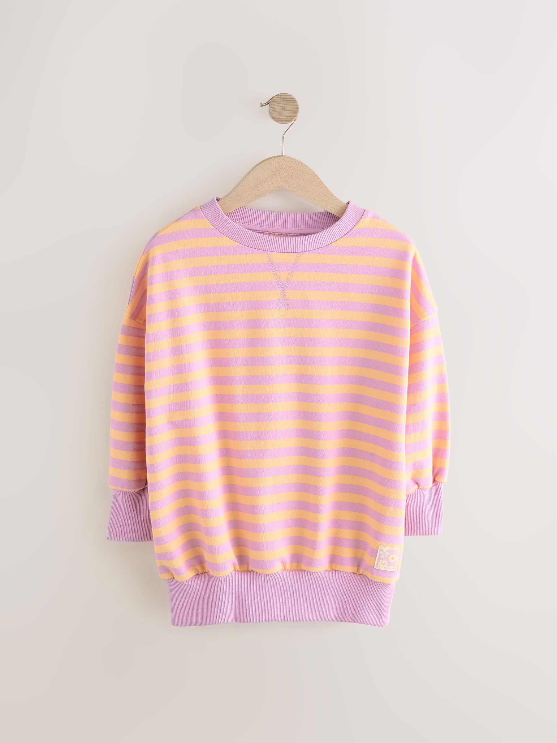 Roze/oranje - Gestreept 100% katoenen sweatshirt (3 - 16 jr)