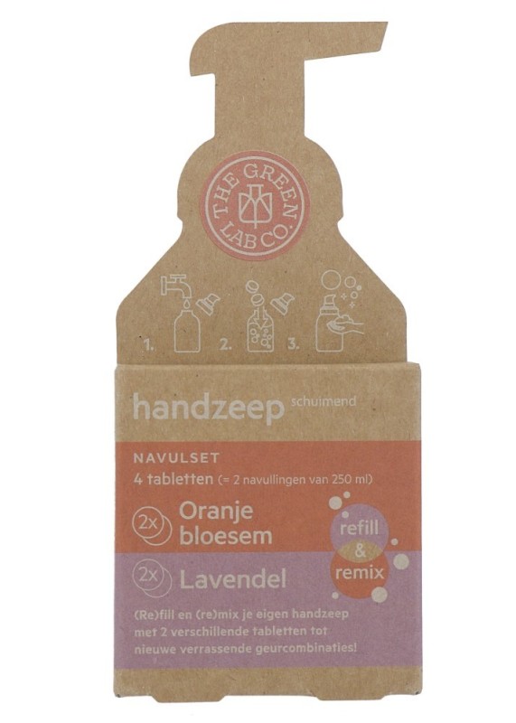 The Green Lab Co Handzeep Navulset Oranjebloesem & Lavendel 4 Stuks