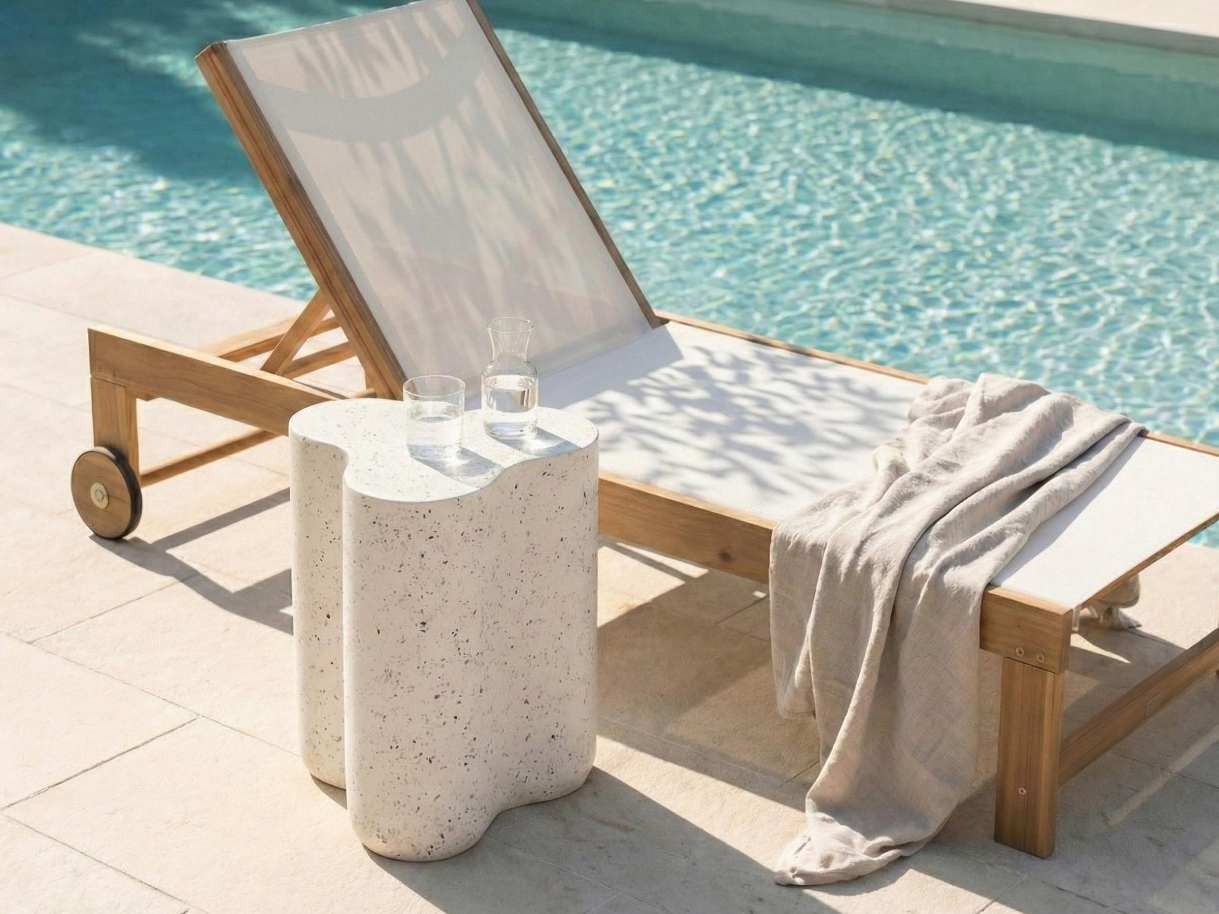 Bijzettafel TELLARO 32 cm 37 cm Terrazzo-effect Wit terrazzo