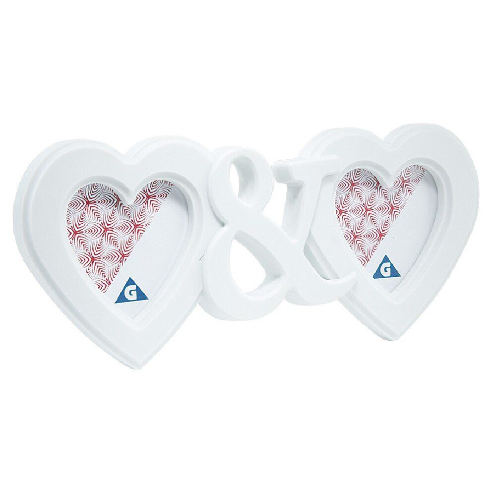Cadre photo coeur blanc pour 2 photos
