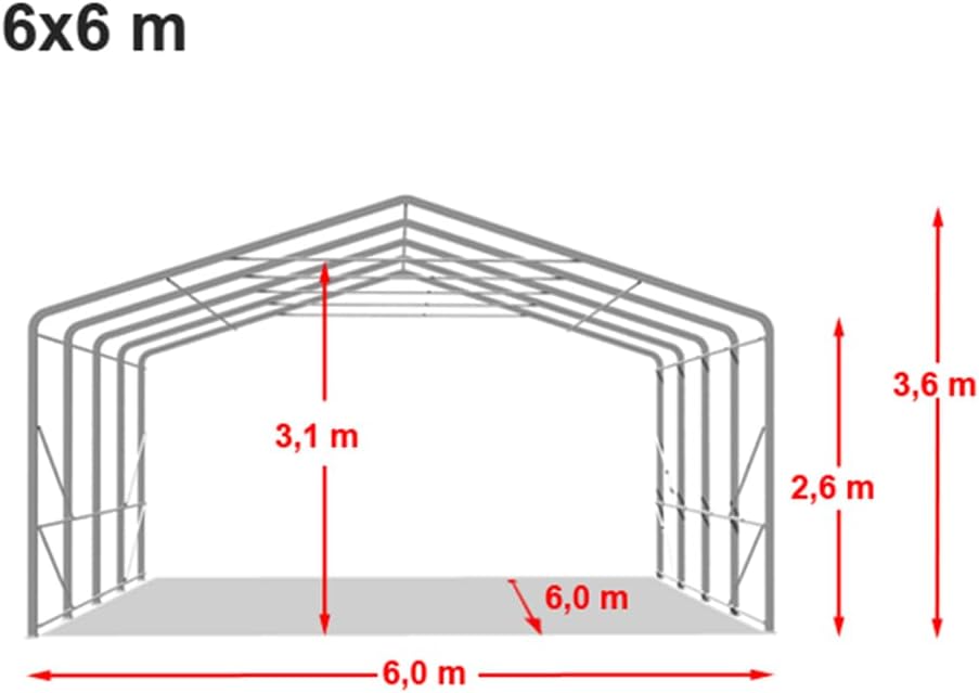 TOOLPORT Weideunterstand 6x6 m PVC Plane 2300 Newton Unterstand Lagerzelt grün für Erduntergrund