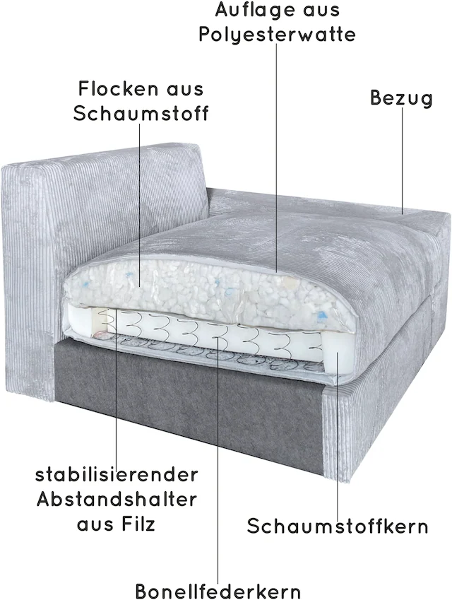 Home affaire Ecksofa »Soft&Cosy XXL L-Form, B: 303 cm« Mega-Sofa, Cord oder Chenille-Struktur, mit Federkern & 4 Zierkissen
