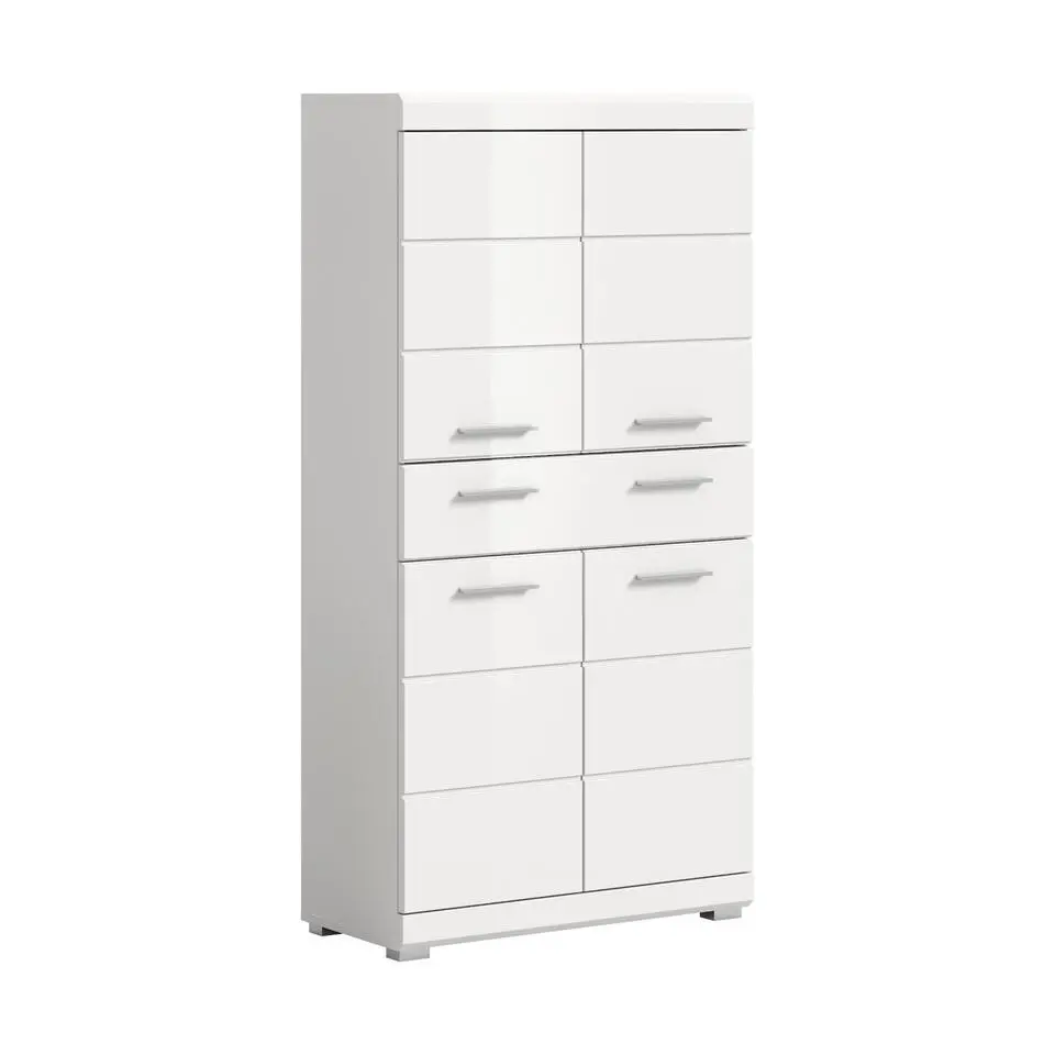 Hioshop Scout kolomkast 4 deuren- 1 lade wit hoogglans- wit
