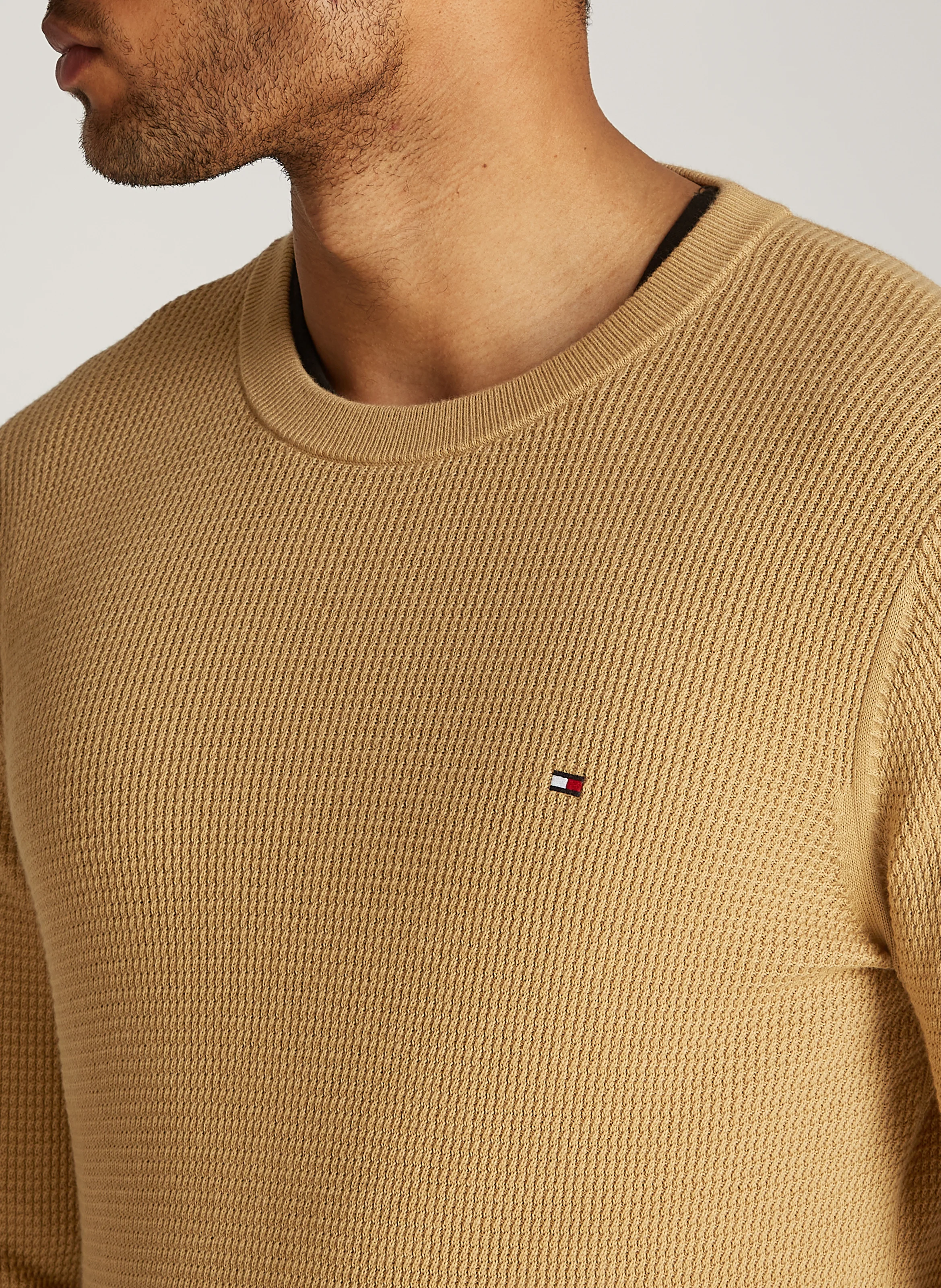 Pull col rond en coton organique | Kaki