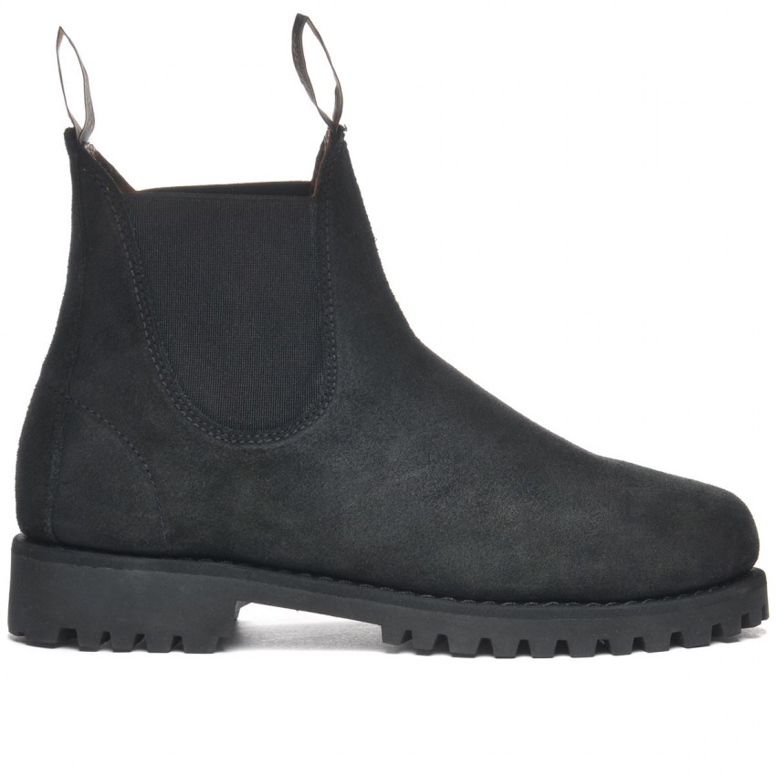 YANSA LUG SUEDE WAXY WOMAN-Bottines Chelsea femme en cuir pleine fleur Black