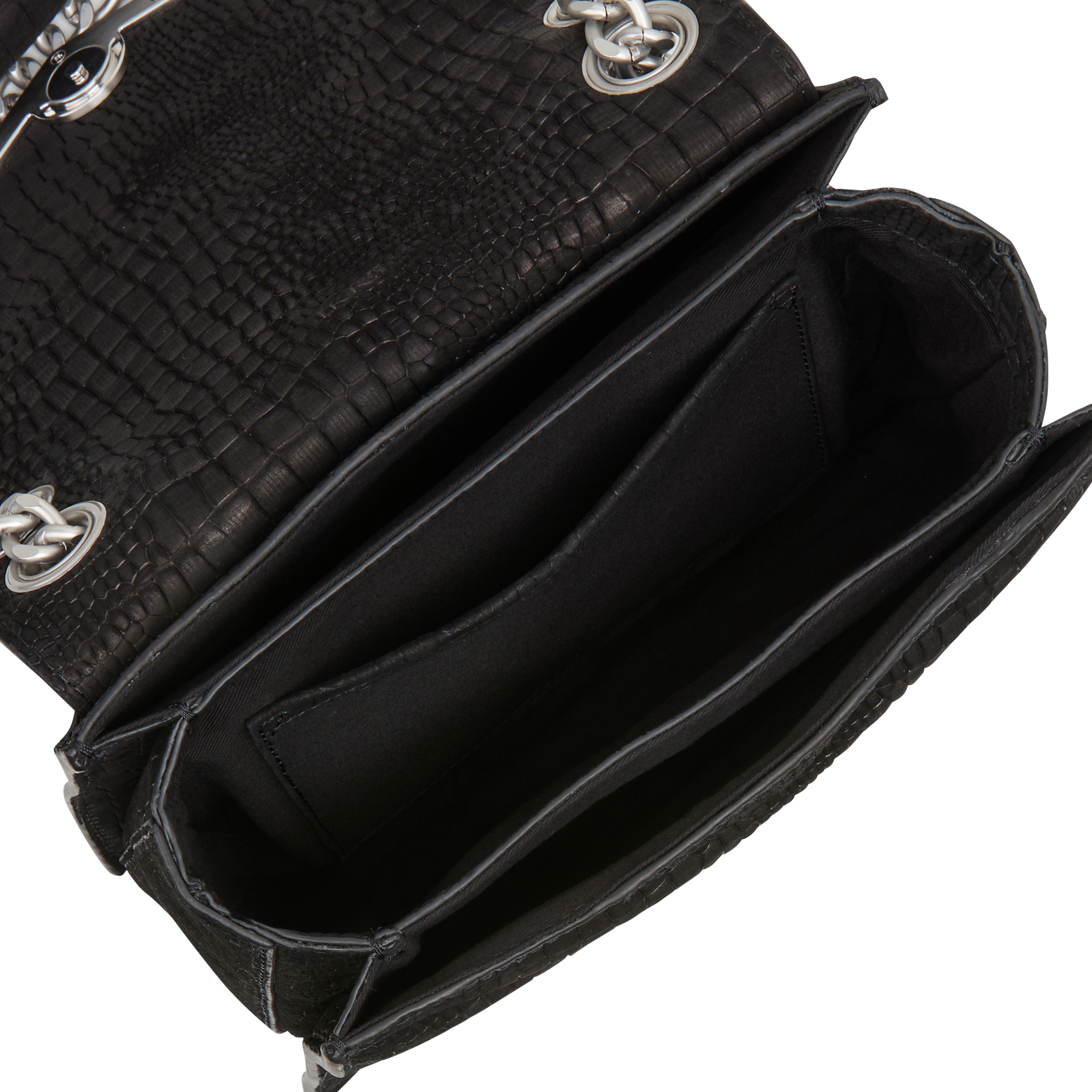 THE ONE - Sac bandoulière en cuir embossé croco | Noir