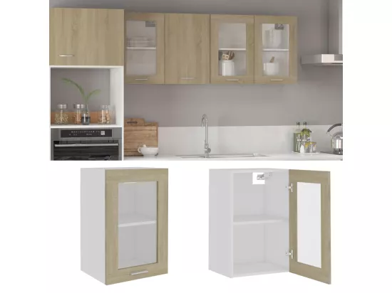 Armoire en verre suspendue Chêne sonoma Bois d'ingénierie