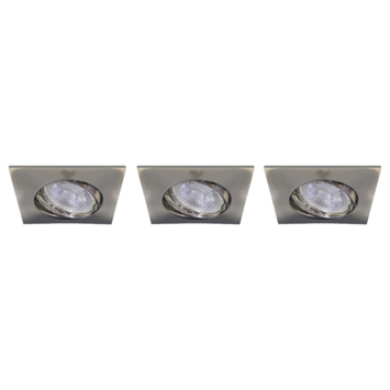 GAMMA inbouwspots set van 3 richtbaar staal vierkant Ø 84mm