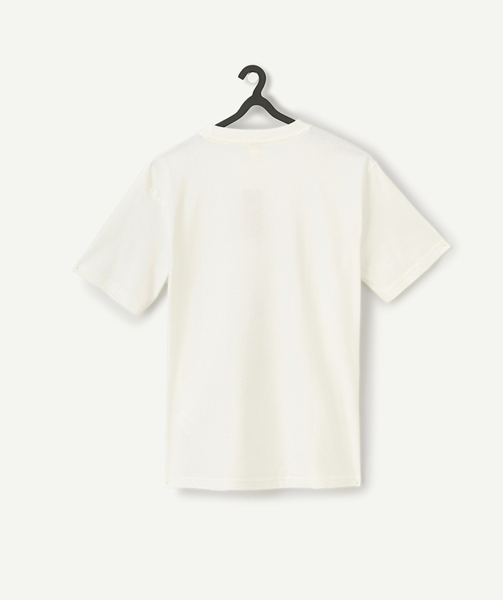 t-shirt manches courtes garçon en coton bio blanc motif photo skate
