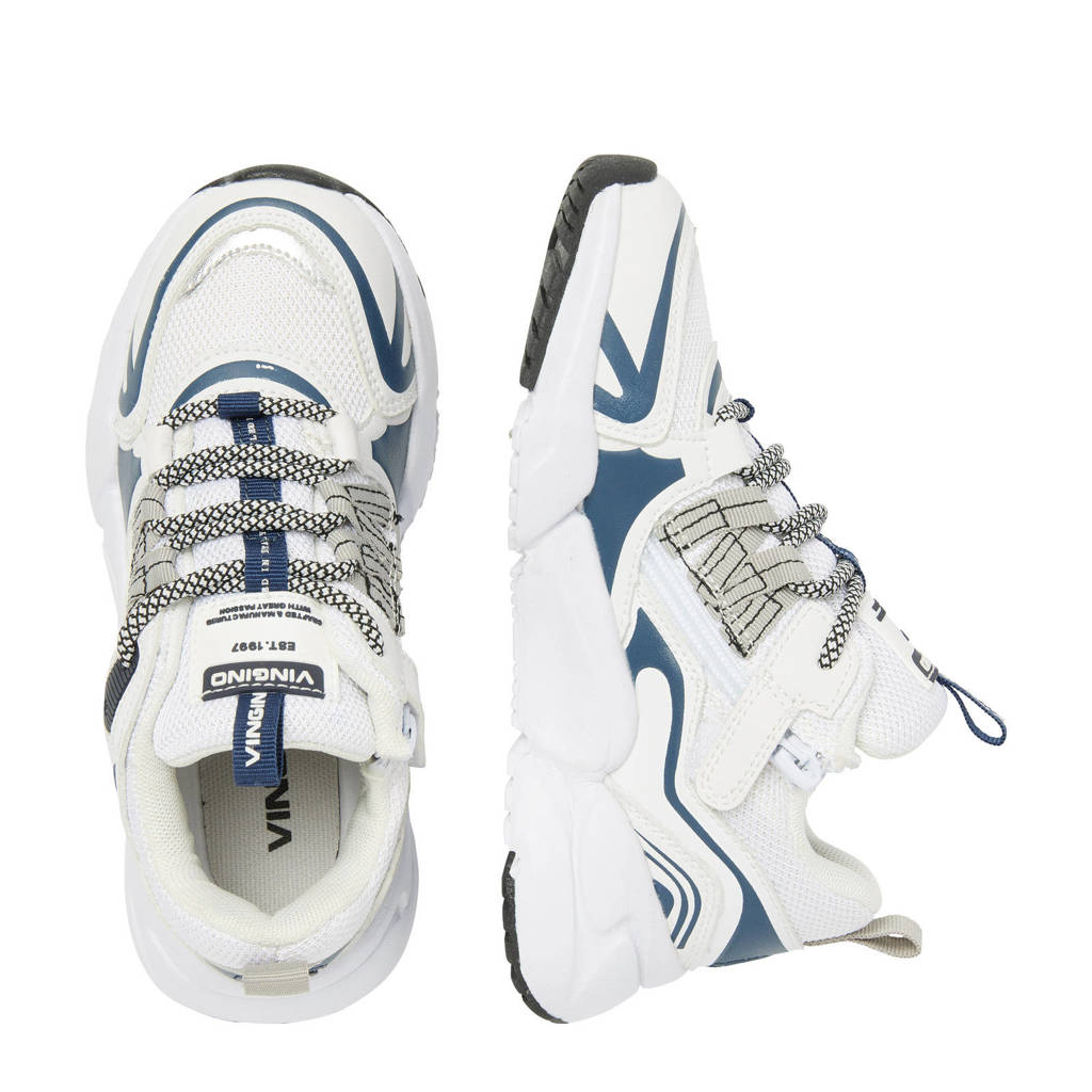 Vingino Stefchunky leren sneakers wit/blauw