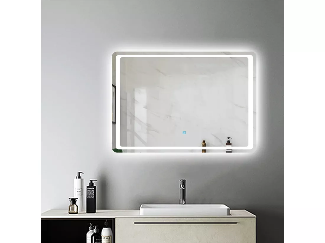 Miroir de Salle de Bain Anti-buée 120 * 70cm Miroir Lumineux LED Interrupteur Tactile Aica