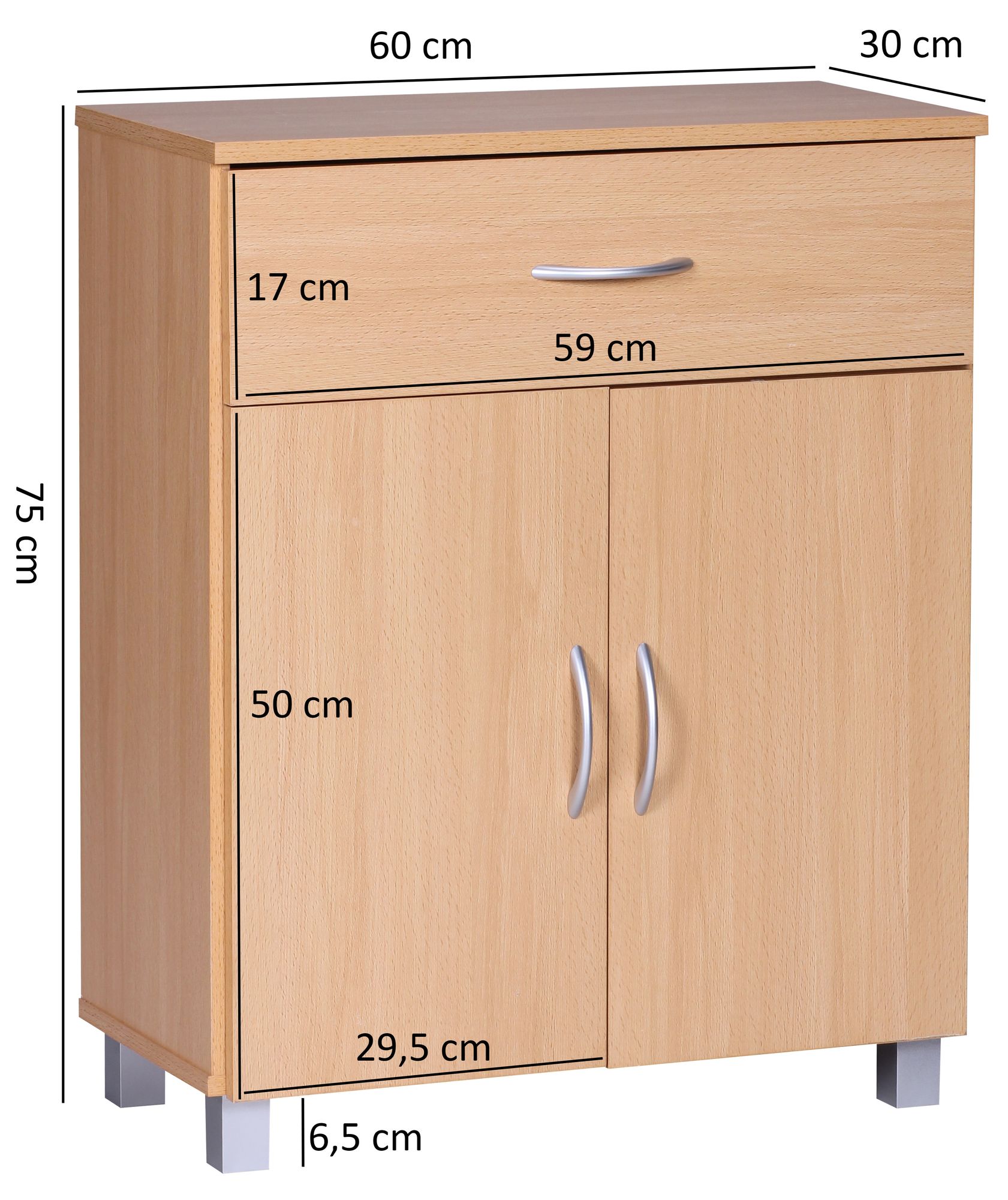 KADIMA DESIGN Sideboard mit 2 Türen und Schublade: Elegantes Design, graue Füße, verstellbarer Einlegeboden, Baumwolltuch-Reinigung