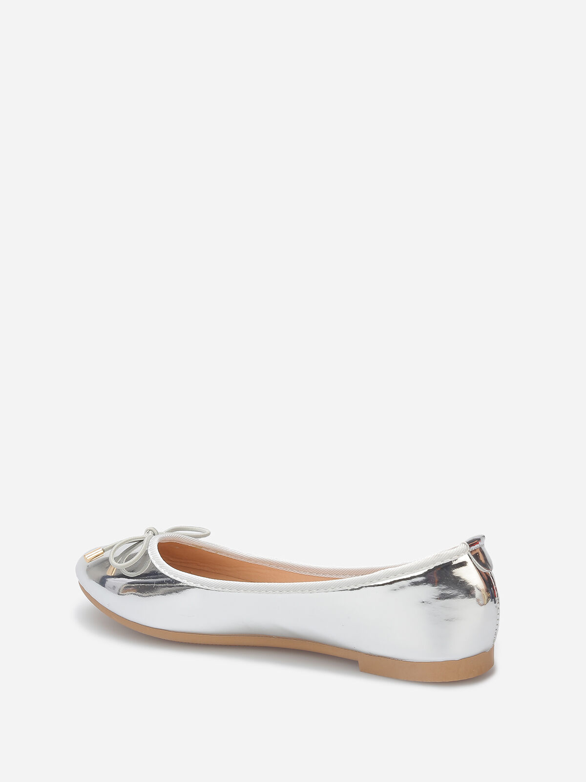 Ballerines plates vernies avec noeud- Argenté