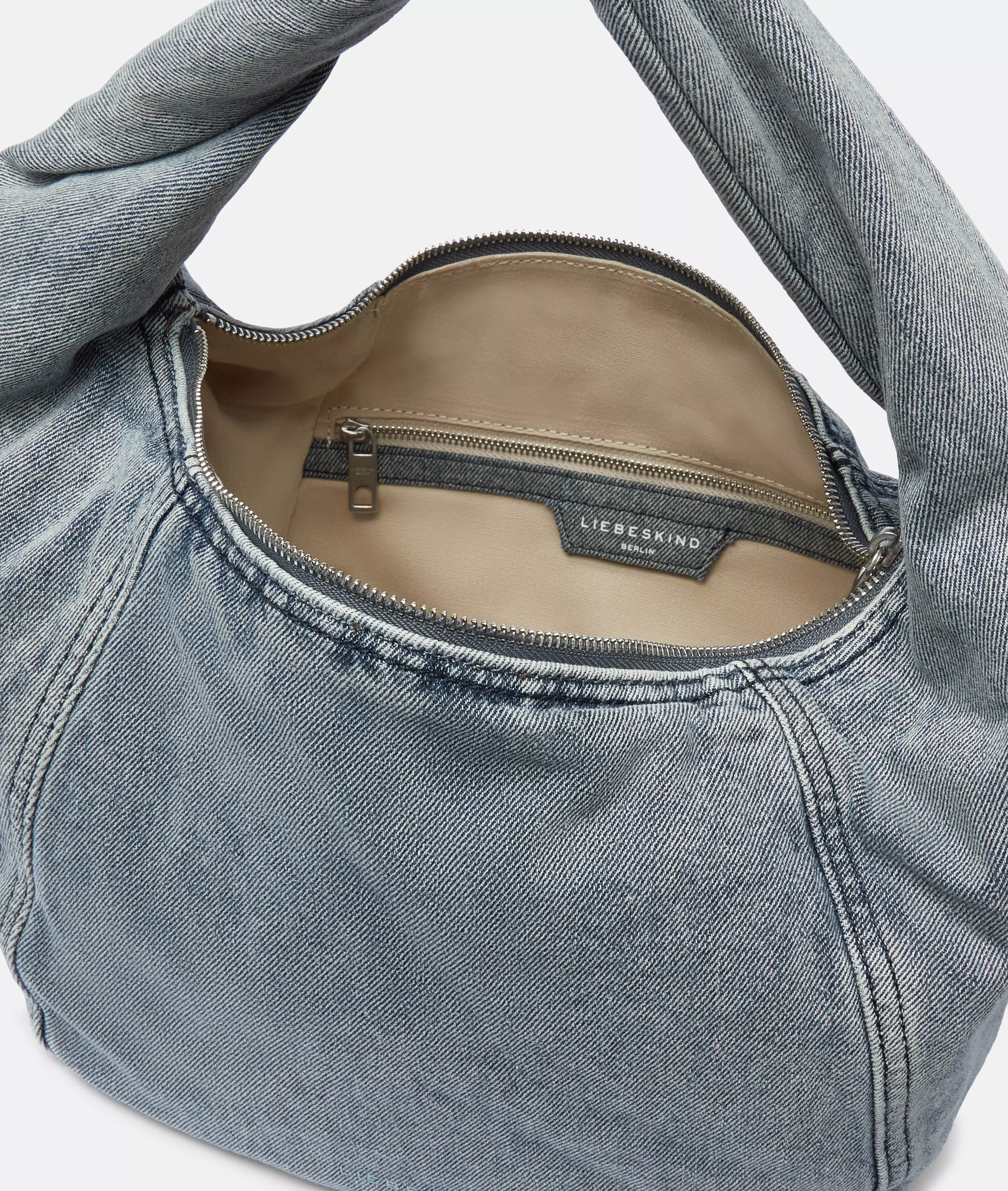 Denim Farrah II Hobo M Roomy denim moon bag