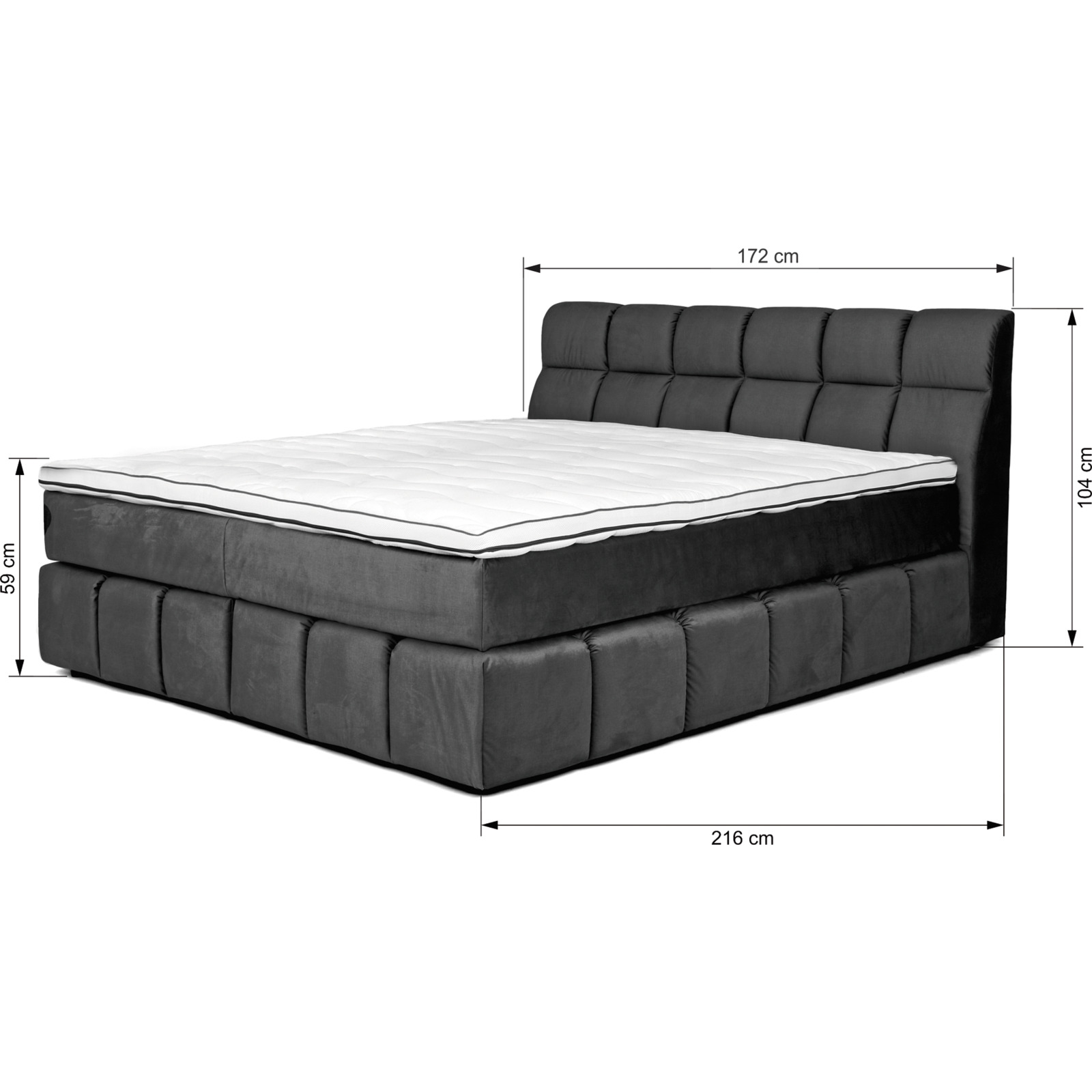 Boxspringbett Downtown Stoff RIB Ivory beige 160 x 200 cm