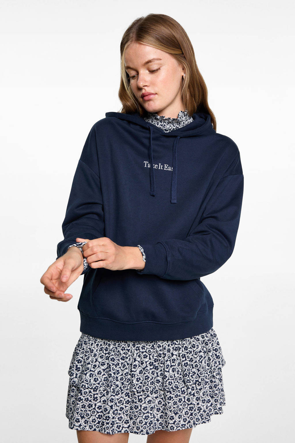 MANGO TEEN hoodie met tekst marine