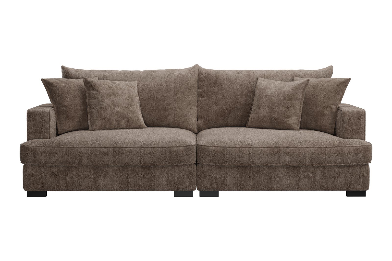 Rossi Lux 3-seter sofa Tekstil Genesis 6 Mink, arm A med sorte ben. Lux Komfort.