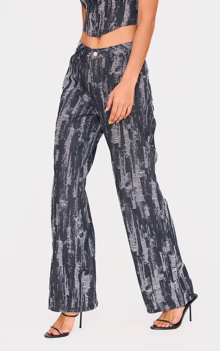 Noir Jean Large En Jacquard