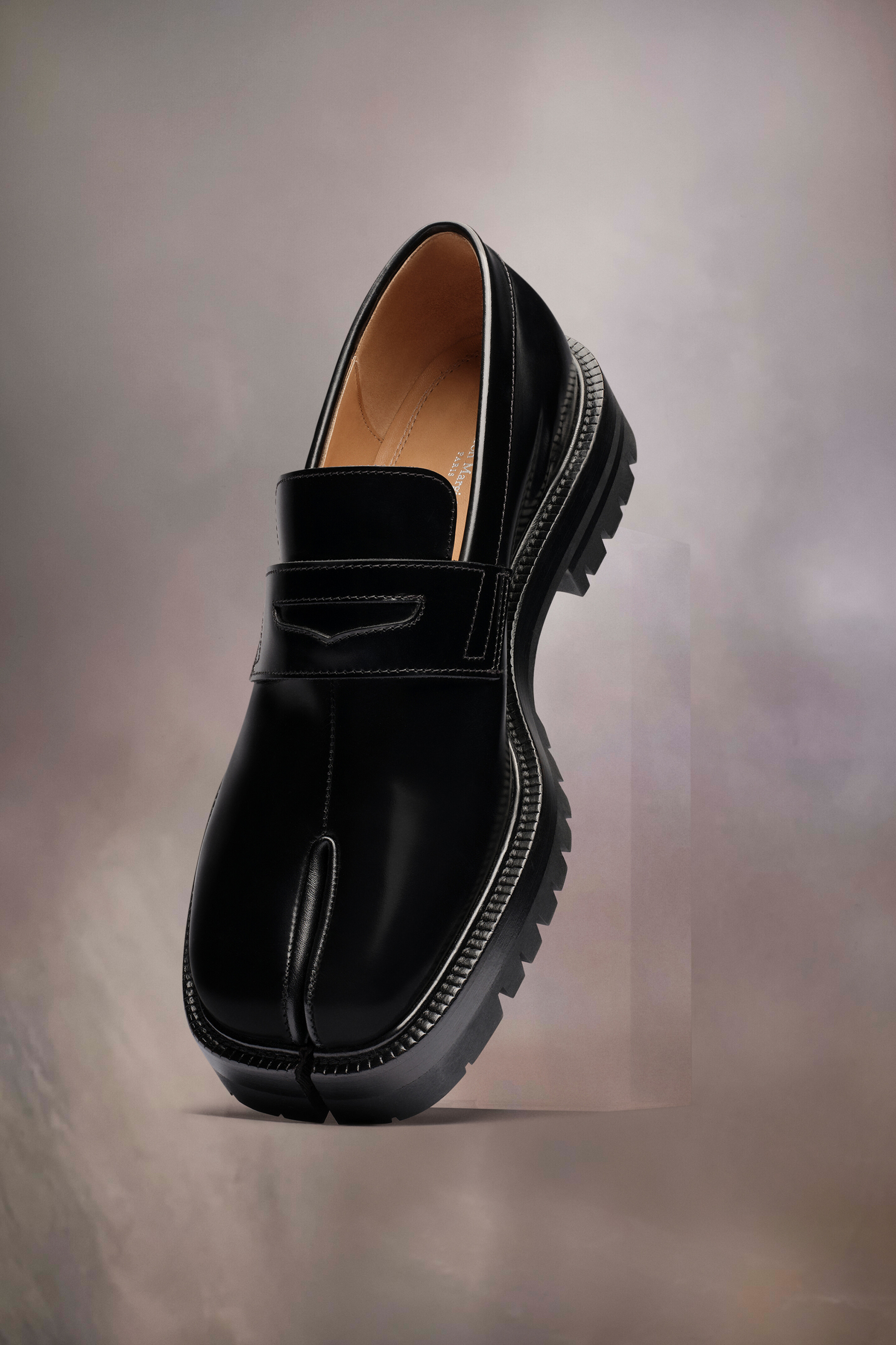 Mocassins Tabi noirs en cuir pour homme Noir