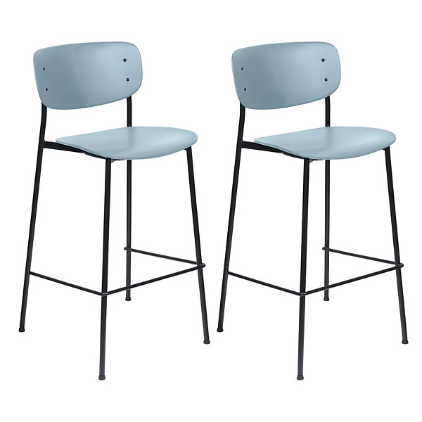 Tabourets hauts Soho pied noir assise bleue (lot de 2)