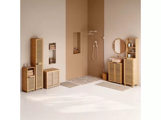 Meuble lavabo en bambou - Dim : L. 60 x P. 28 x H. 80 cm