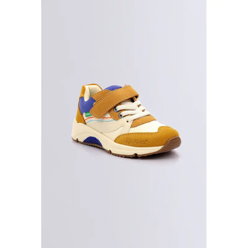 Runrun Camel bleu BASKETS BASSES Textile Garçon