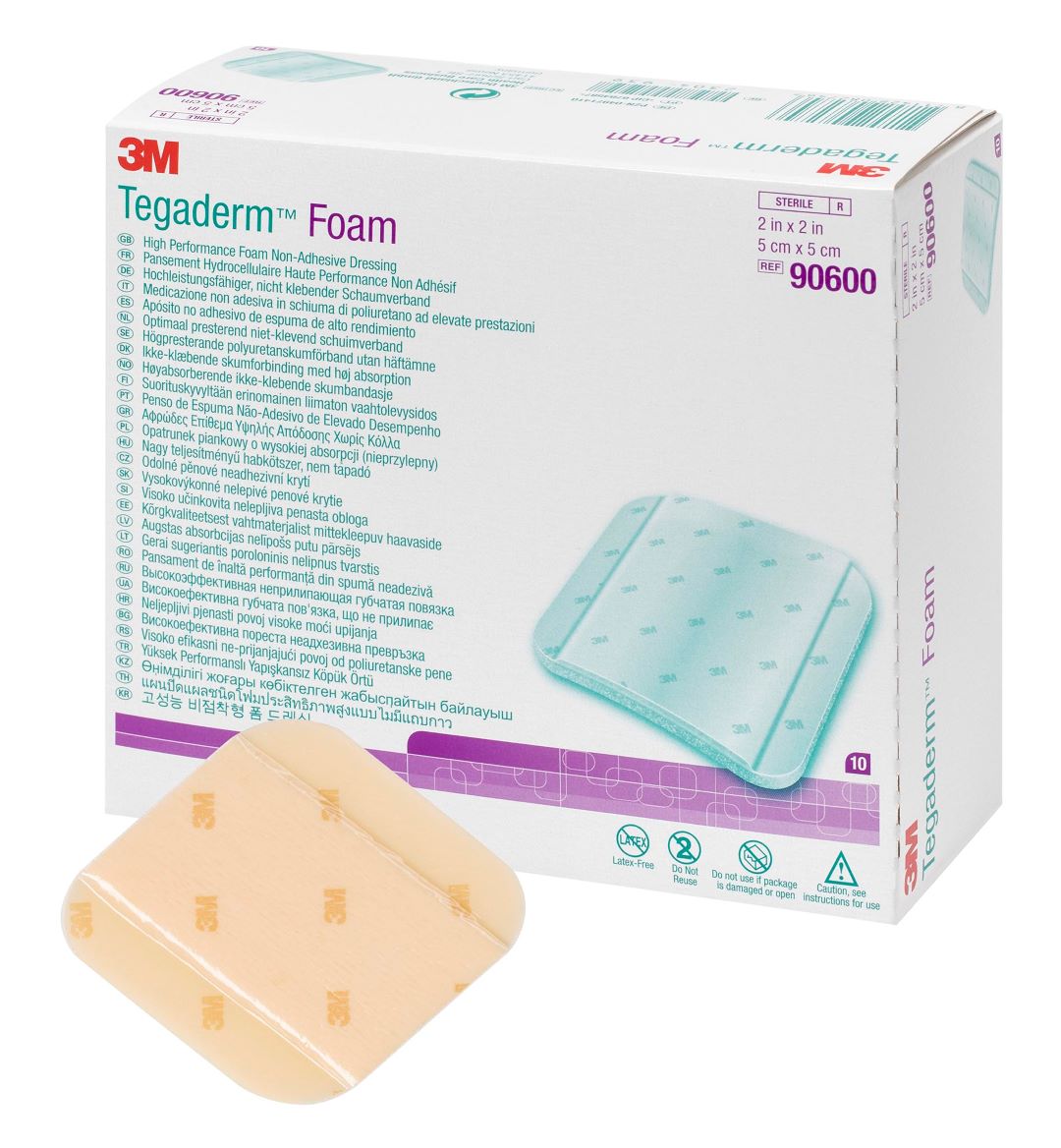 TEGADERM Schaumkompresse 5.1x5.1cm non adhäsiv Box 10 Stk