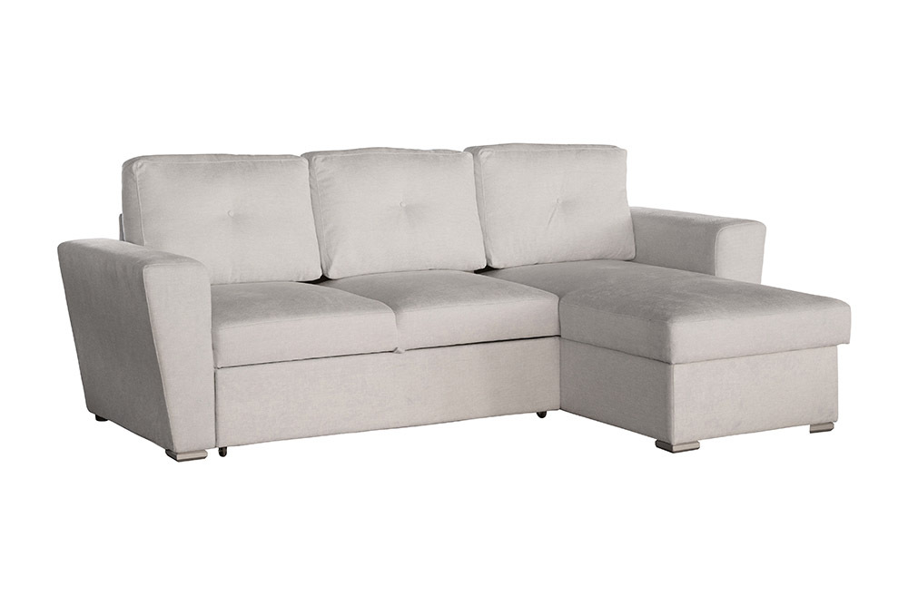 Schlafecksofa APARTMENT 245cm beige Strukturstoff inkl. Stauraum beidseitig aufbaubar