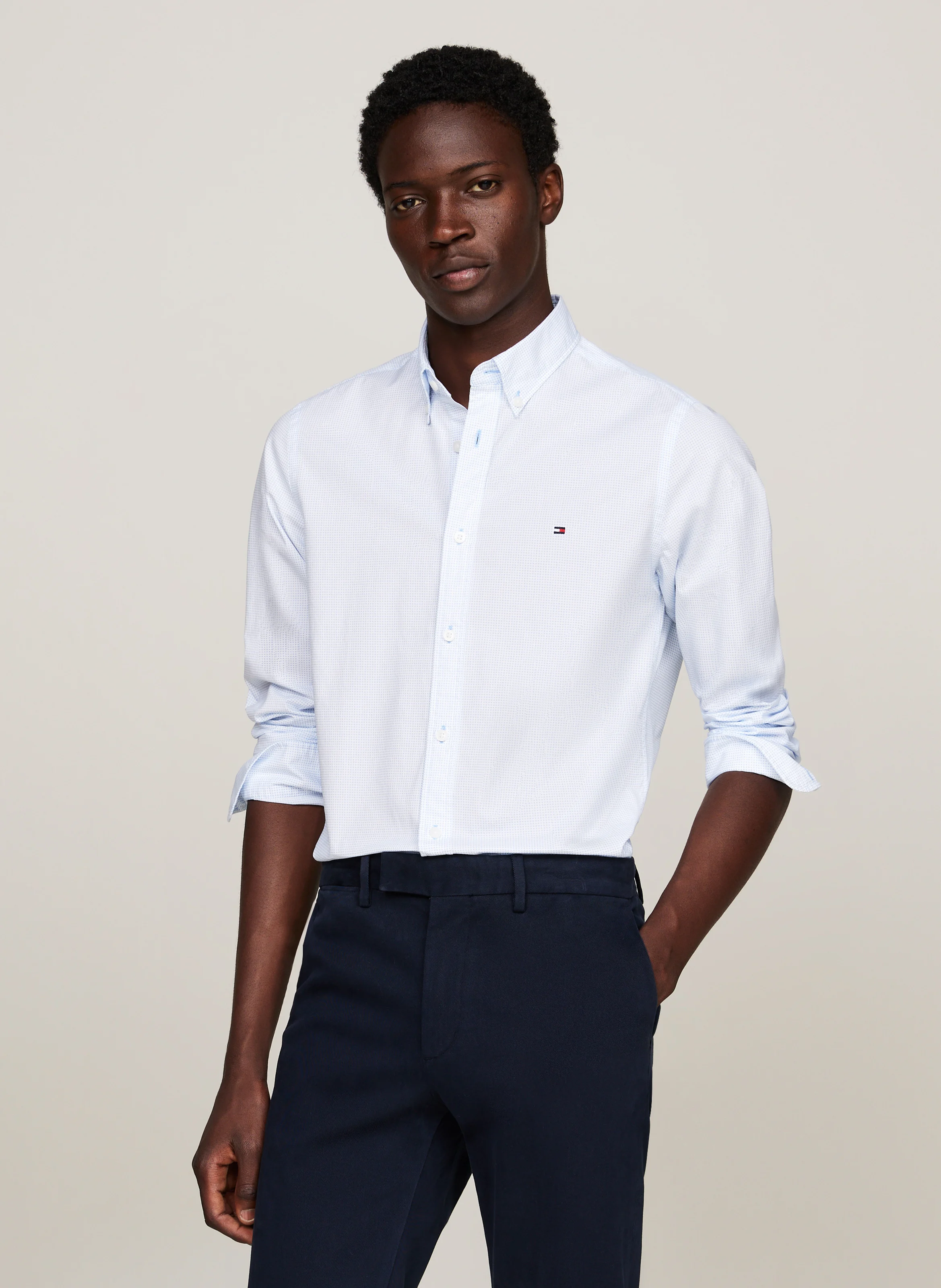 Chemise regular imprimée en coton | Bleu