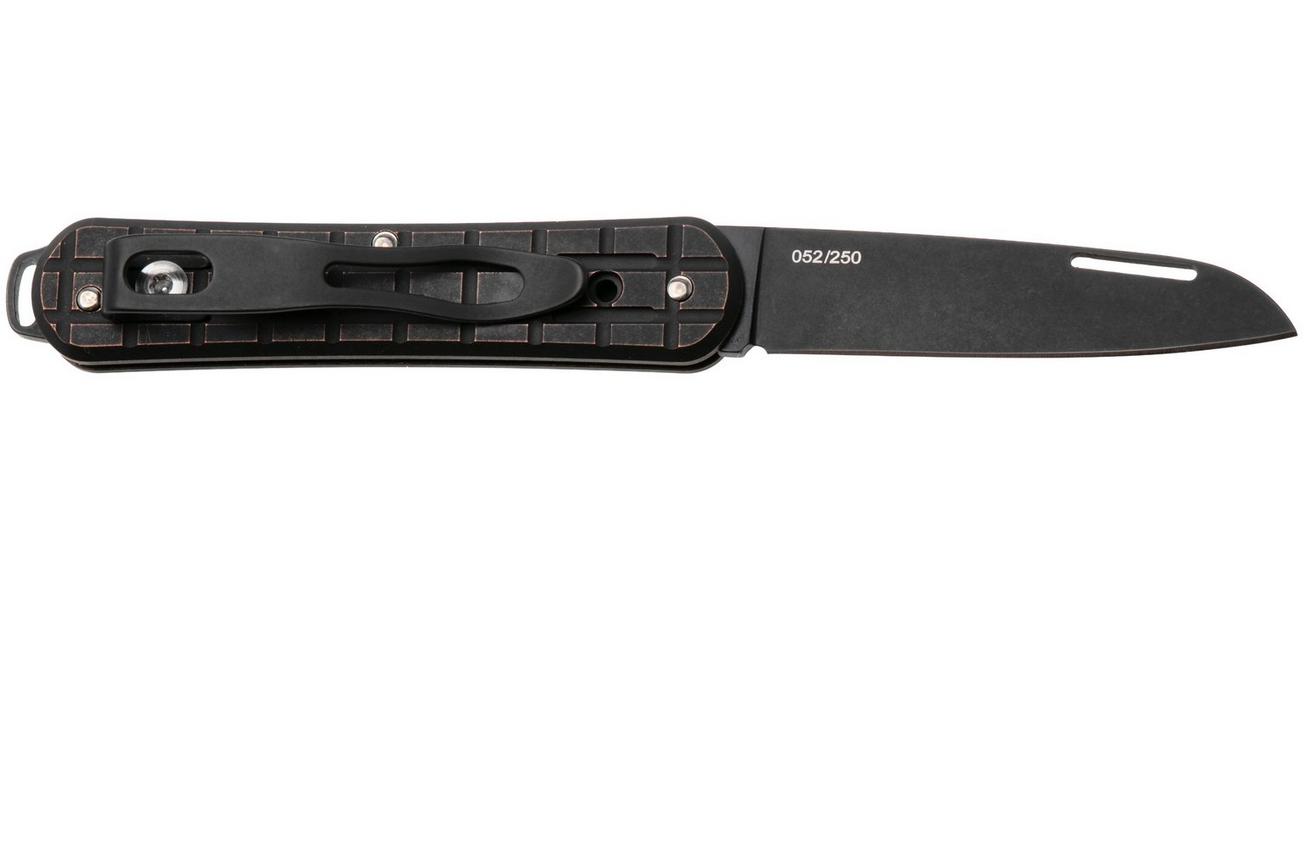 Fox Vulpis Limited Edition FX-VPGP130-COB PVD Blackwashed M390, Grenade Pattern Copper, zakmes