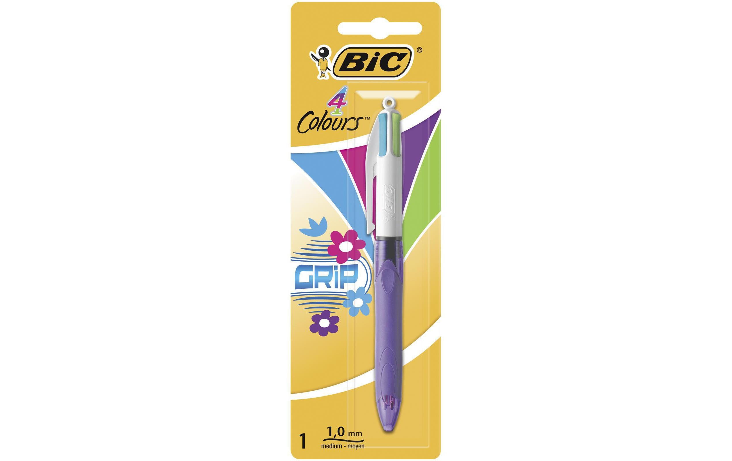 Mehrfarbenkugelschreiber 4 Colours Grip Fun 0.4 mm, 1 StückKuli 4-farbig, fur die Schule, das Studium, zu Hause und das Buro