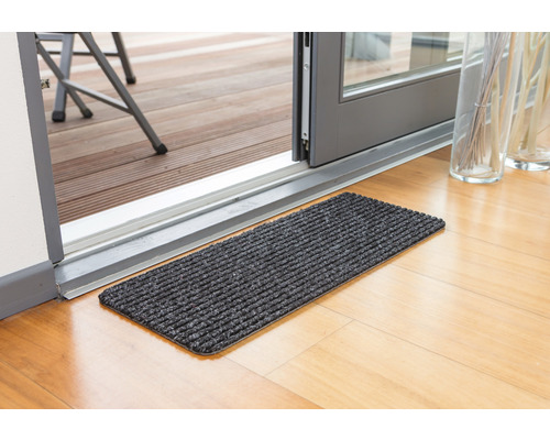 Geribbelde mat antraciet 25x60 cm