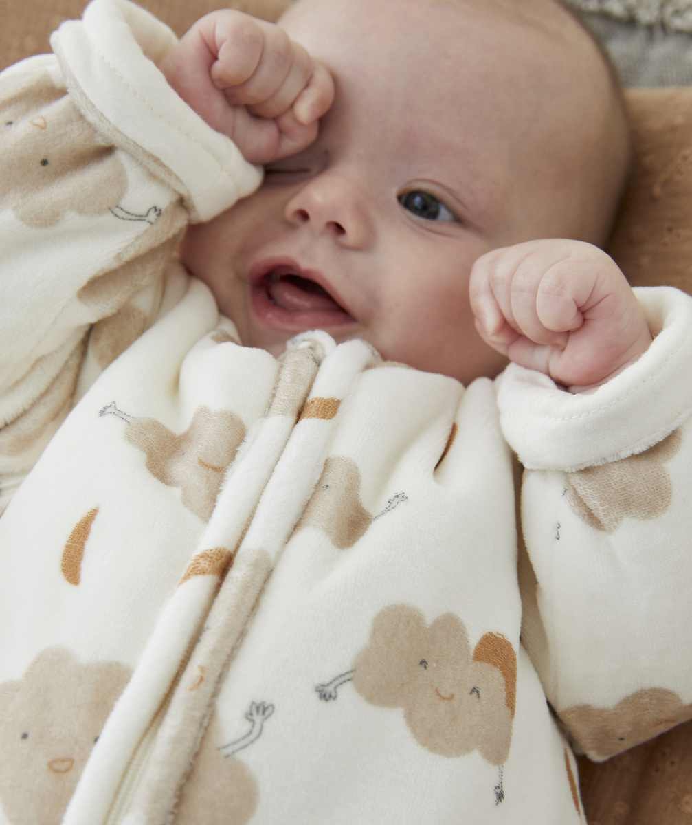 GIGOTEUSE BÉBÉ EN VELOURS ET REMBOURRAGE RECYCLÉ IMPRIMÉ NUAGE ET LUNE