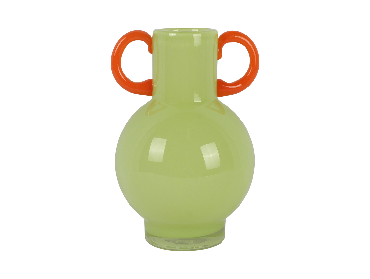 Vase Fiesta glass matcha green, orange handles