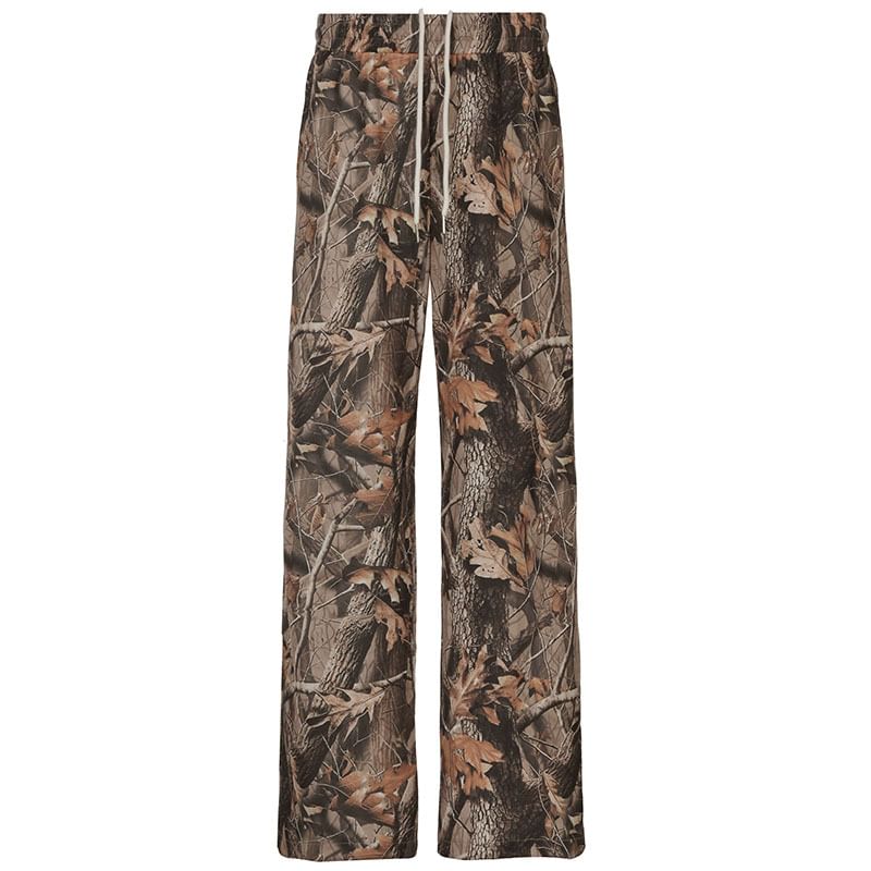 BrickBlack - Elastische taillebroek met camouflagemotief en wijde pijpen