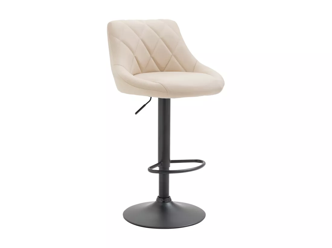 Tabouret de bar - Similicuir & Noir - Crème - Lazio