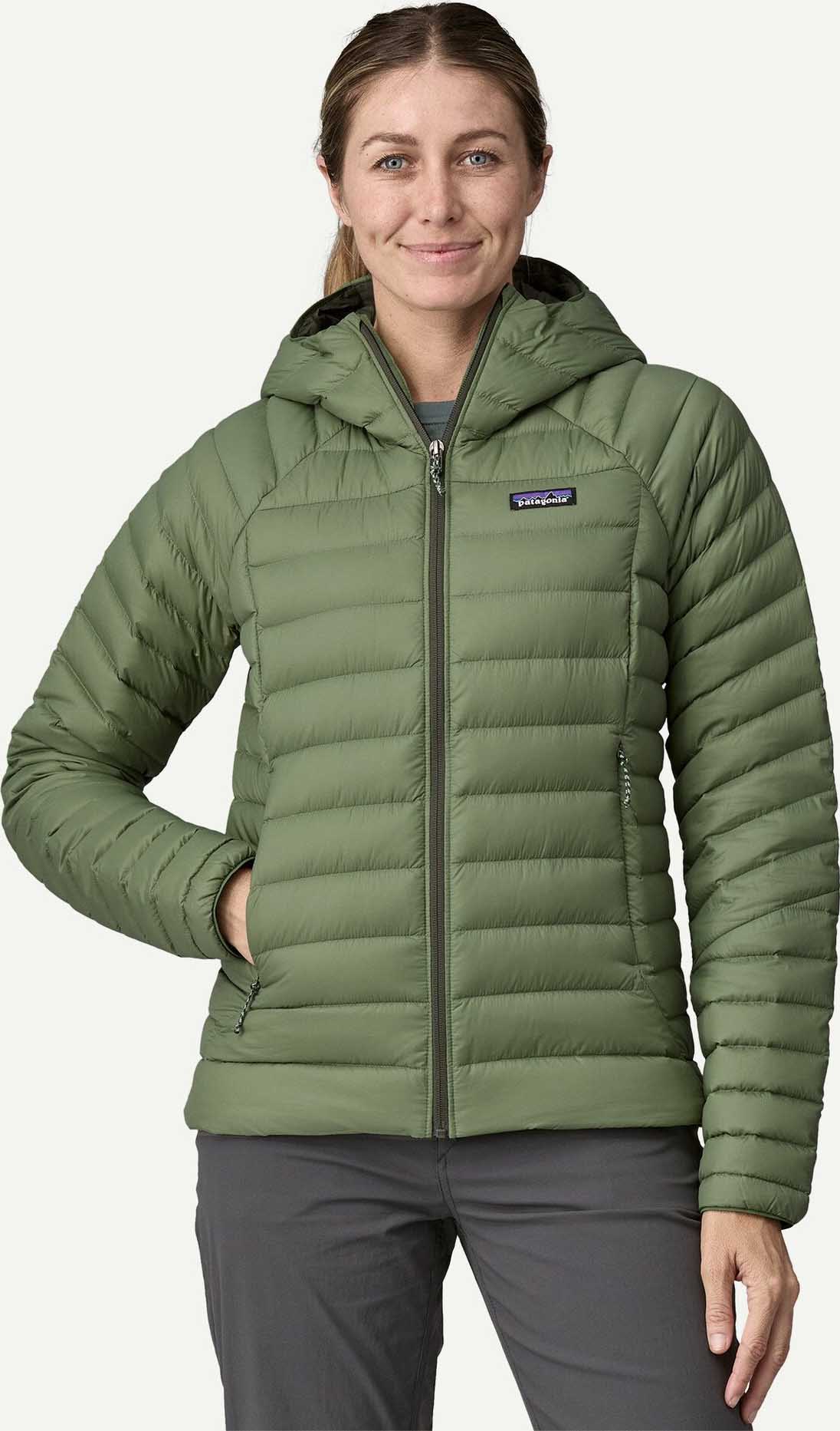 Down Sweater Hoody Dame Terrain Green