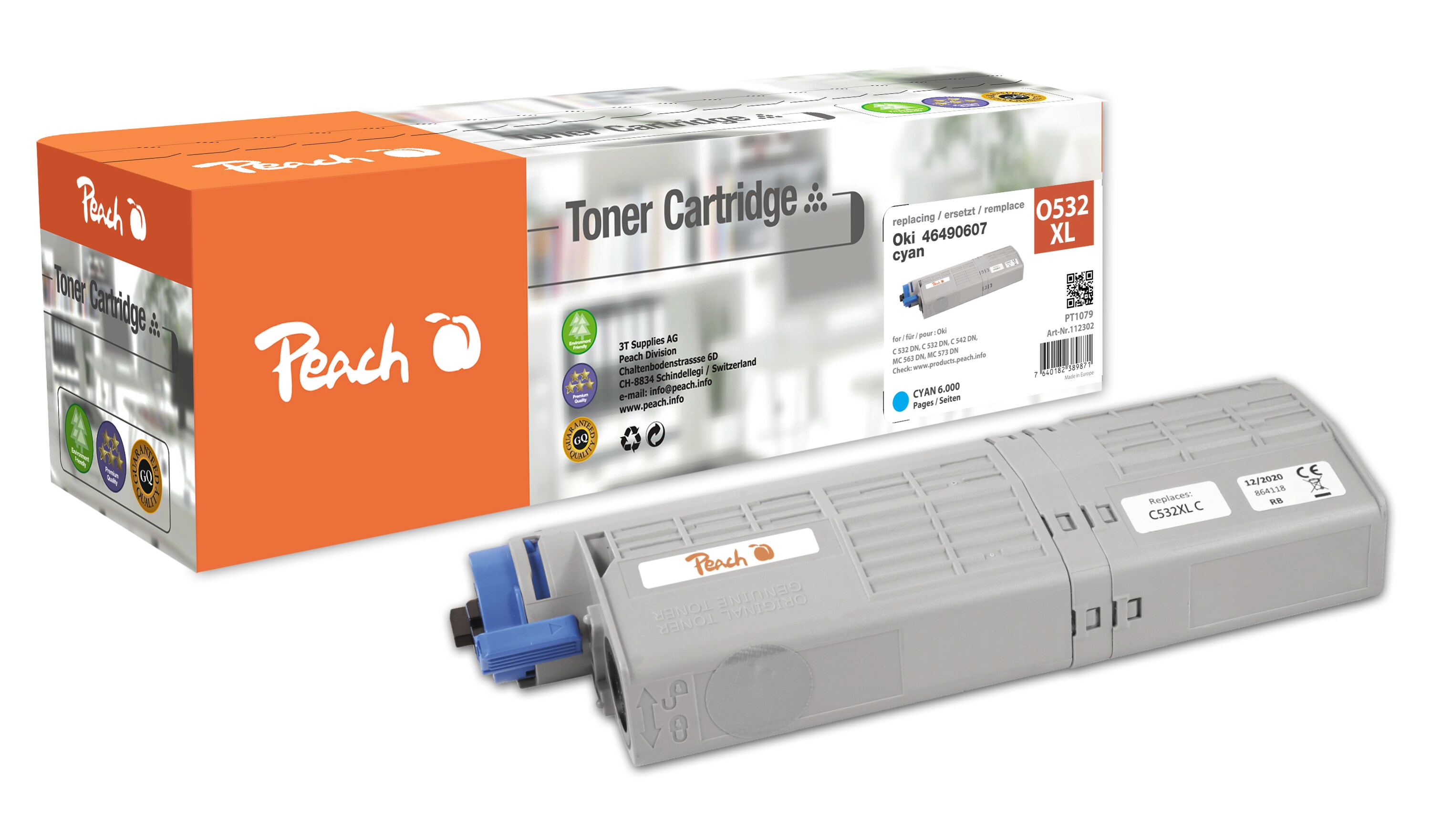 Peach O4648/49 Toner cy ersetzt OKI 46490403 für z.B. OKI C 532 DN, OKI C 542 DN, OKI MC 563 DN, OKI MC 573 DN (wiederaufbereitet)