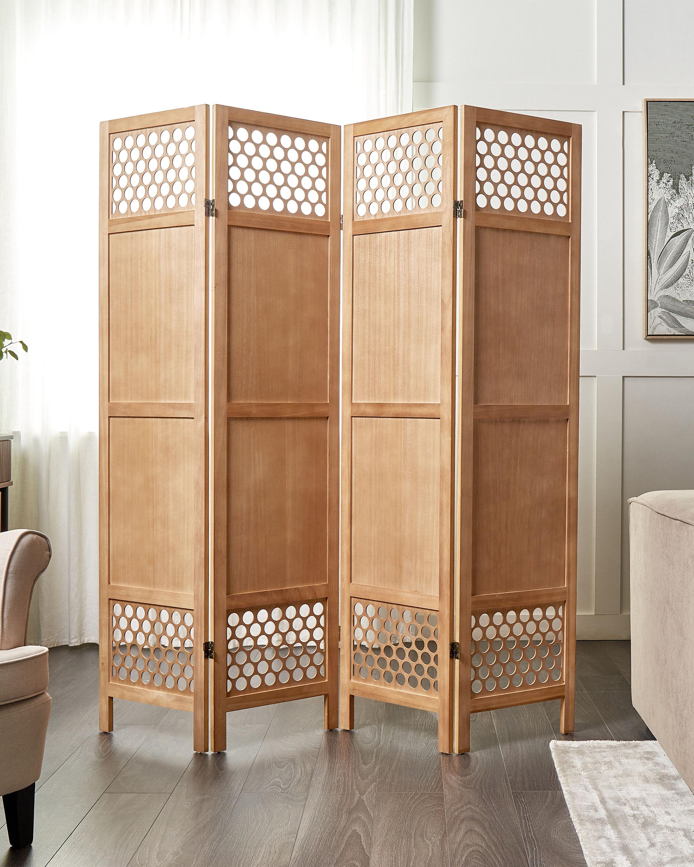 Roomdivider met 4 panelen CERTOSA Lichtbruin 163 cm 170 cm